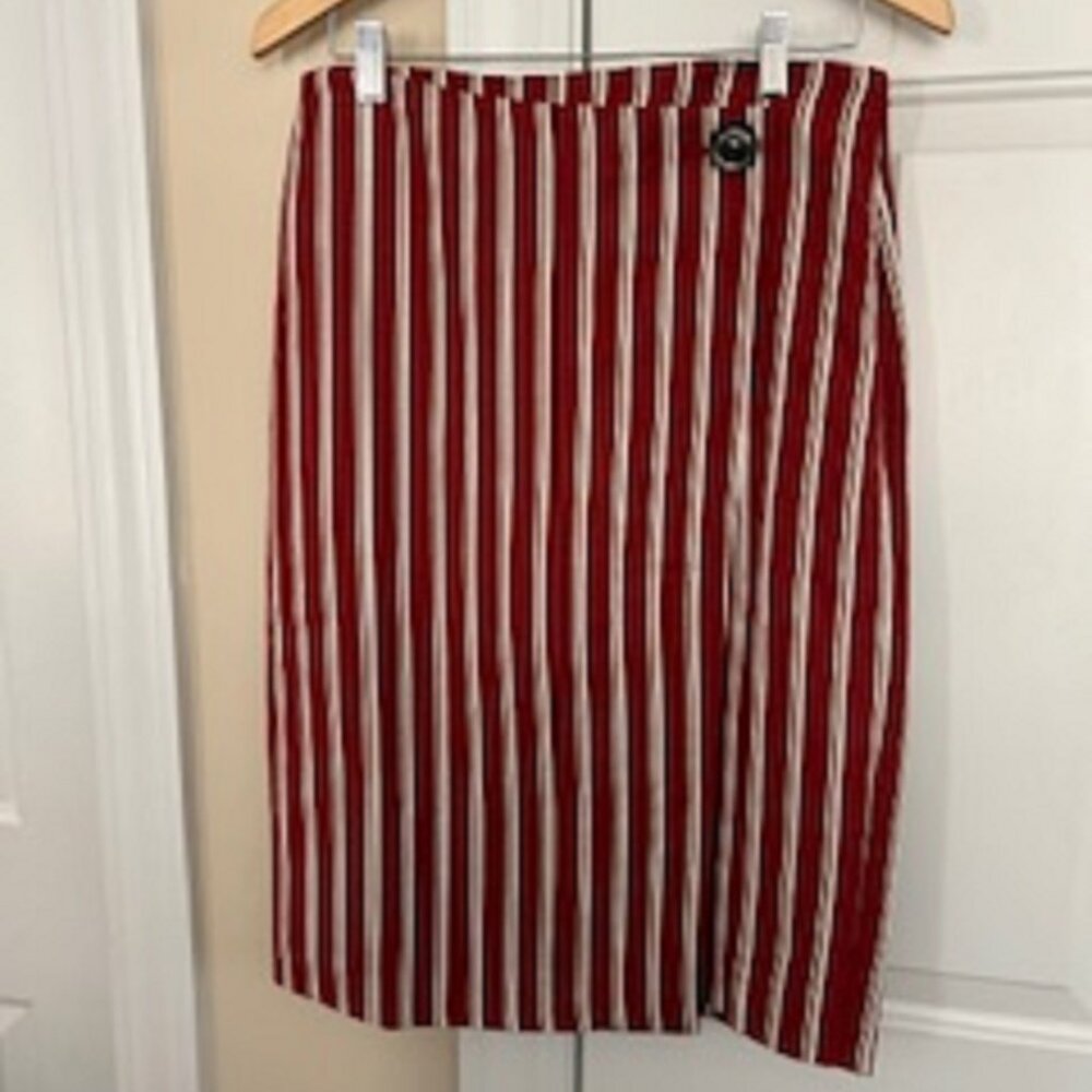 Women's Skirt Ann Taylor Size 6 Striped Multicolor Zips on Side NWT